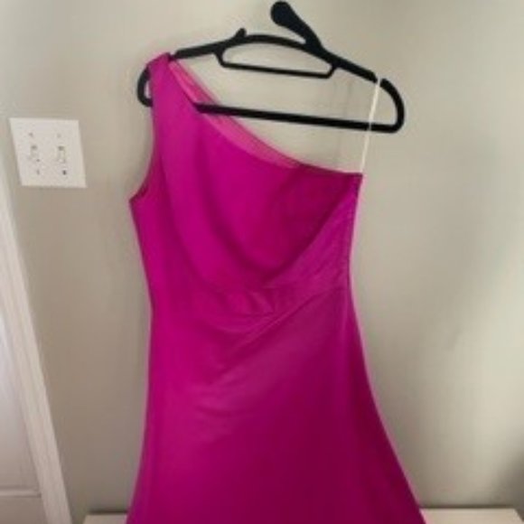 Vanessa Fox Dresses & Skirts - Custom NYC Fuchsia Cocktail Dress with One Shoulder Size 6
